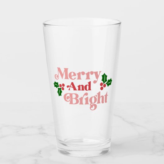 Merry and Bright - Klassieke vakantietypografie Glas (Voorkant)