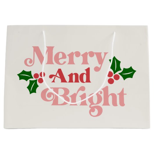 Merry and Bright - Klassieke vakantietypografie Groot Cadeauzakje (Voorkant)