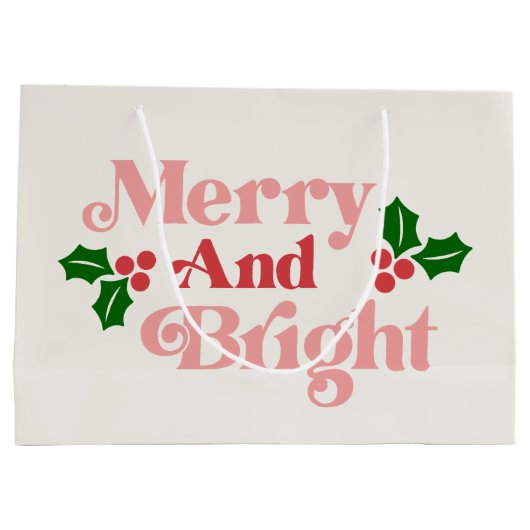 Merry and Bright - Klassieke vakantietypografie Groot Cadeauzakje (Achterkant)
