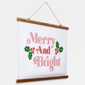 Merry and Bright - Klassieke vakantietypografie Hangend Wandkleed (Gebogen)