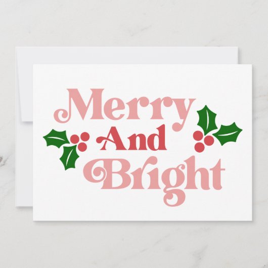 Merry and Bright - Klassieke vakantietypografie Kaart (Voorkant)