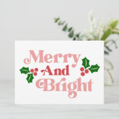 Merry and Bright - Klassieke vakantietypografie Kaart (Staand voorkant)