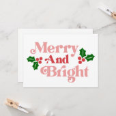 Merry and Bright - Klassieke vakantietypografie Kaart (Voorkant / Achterkant in situ)