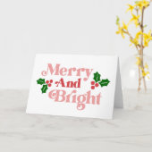 Merry and Bright - Klassieke vakantietypografie Kaart (Gele Bloem)