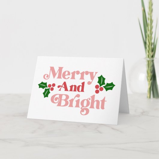 Merry and Bright - Klassieke vakantietypografie Kaart (Voorkant)