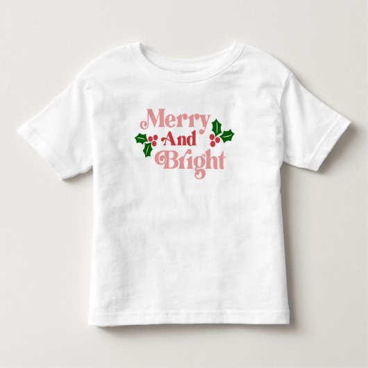 Merry and Bright - Klassieke vakantietypografie Kinder Shirts (Voorkant)