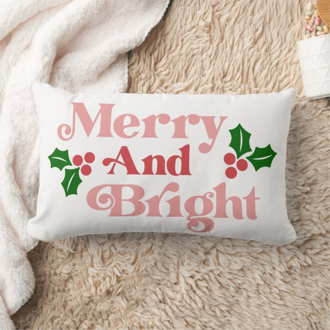 Merry and Bright - Klassieke vakantietypografie Kussen (Deken)