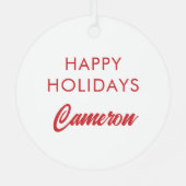 Merry and Bright - Klassieke vakantietypografie Metalen Ornament (Achterkant)