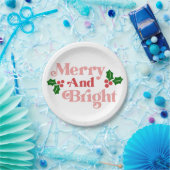Merry and Bright - Klassieke vakantietypografie Papieren Bordje (Feest)