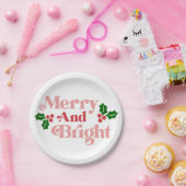 Merry and Bright - Klassieke vakantietypografie Papieren Bordje (Feest)