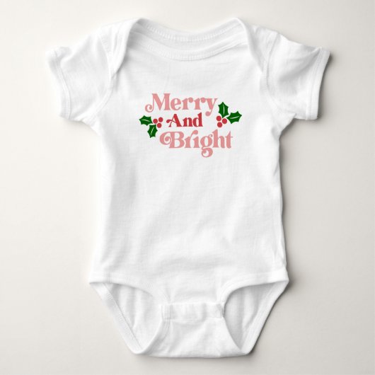 Merry and Bright - Klassieke vakantietypografie Romper (Voorkant)