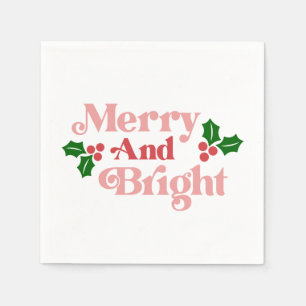 Merry and Bright - Klassieke vakantietypografie Servet