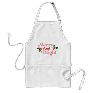Merry and Bright - Klassieke vakantietypografie Standaard Schort