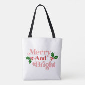 Merry and Bright - Klassieke vakantietypografie Tote Bag (Achterkant)