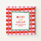 Merry and Bright Kleurrijke Gingham aangepaste naa Notitieboek (Achterkant)