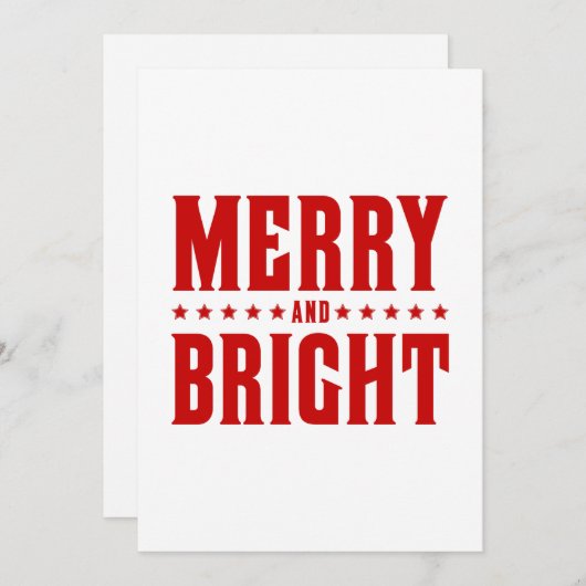 Merry and Bright Letterpress Style No. 507 Feestdagenkaart (Voorkant / Achterkant)