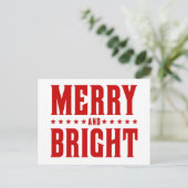 Merry and Bright Letterpress Style No. 507 Feestdagenkaart (Staand voorkant)