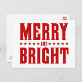 Merry and Bright Letterpress Style No. 507 Feestdagenkaart (Voorkant / Achterkant)