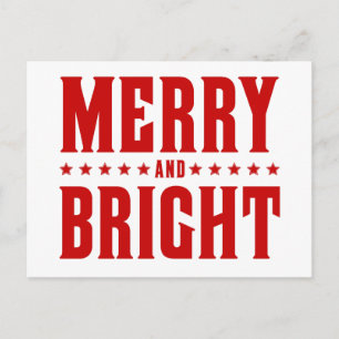 Merry and Bright Letterpress Style No. 507 Feestdagenkaart