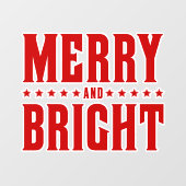 Merry and Bright Letterpress Style No 507 Raamsticker (Vel)
