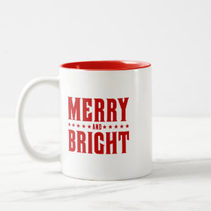 Merry and Bright Letterpress Style No. 507 Tweekleurige Koffiemok