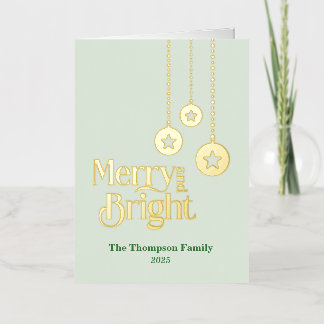 "Merry and Bright" Licht Groen Gevouwen Folie Vaka Feestdagenkaart