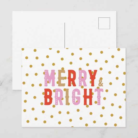 Merry and Bright Merry kerstBriefkaart Briefkaart (Voorkant / Achterkant)