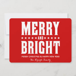 Merry and Bright met Custom Photo on reverse Feestdagenkaart