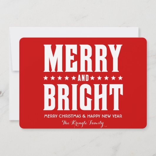 Merry and Bright met Custom Photo on reverse Feestdagenkaart (Voorkant)