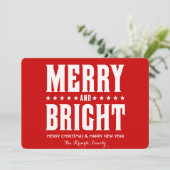 Merry and Bright met Custom Photo on reverse Feestdagenkaart (Staand voorkant)