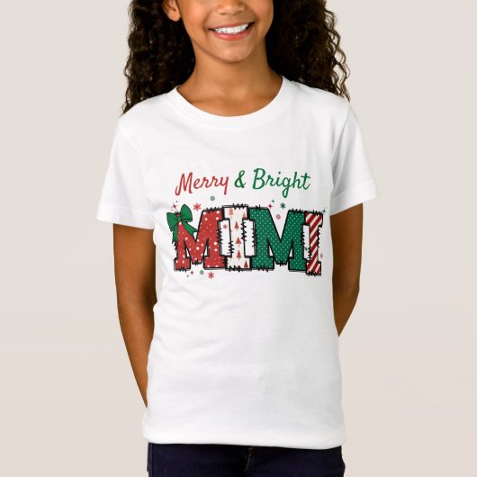 Merry and Bright Mimi kind Kerst T-shirt (Voorkant)