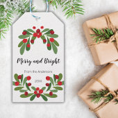 Merry and Bright Mistletoe Holiday Cadeaulabel