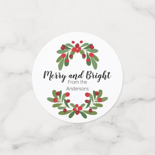 Merry and Bright Mistletoe Holiday Confetti (Kleine voorkant)
