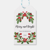 Merry and Bright Mistletoe Holiday Gift Labels Cadeaulabel (Voorkant)