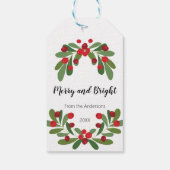 Merry and Bright Mistletoe Holiday Gift Labels Cadeaulabel (Achterkant)