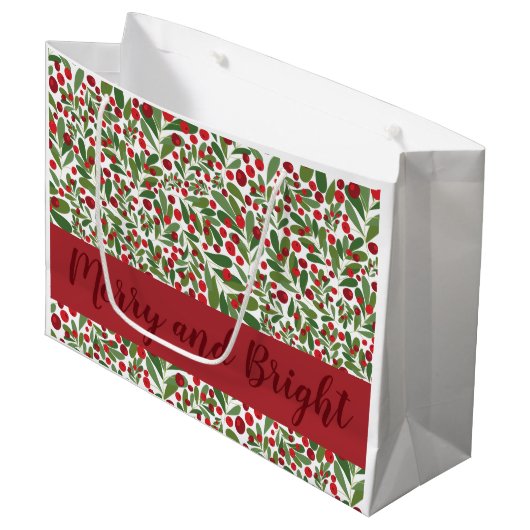 Merry and Bright Mistletoe Holiday Large Cft Bag Groot Cadeauzakje (Voorkant Gekanteld)