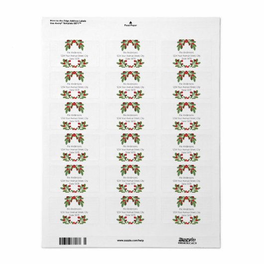 Merry and Bright Mistletoe Return Address Labels (Full Sheet)
