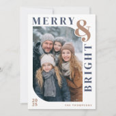 Merry and Bright Modern Christmas Photo Feestdagenkaart (Voorkant)