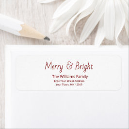 Merry and Bright Modern Christmas Return Address Etiket