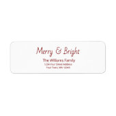 Merry and Bright Modern Christmas Return Address Etiket (Voorkant)