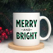 Merry and Bright Modern Green Buffalo Pset Tweekleurige Koffiemok