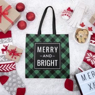 Merry and Bright Modern Green Play Holiday Tote Bag