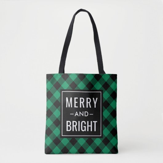 Merry and Bright Modern Green Play Holiday Tote Bag (Voorkant)