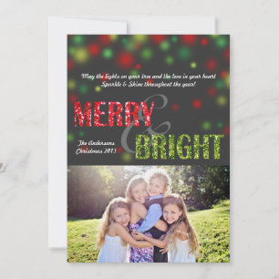Merry and Bright Modern Holiday-fotokaart Feestdagenkaart