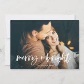 Merry and Bright | Modern kerstkaart met twee foto (Voorkant)