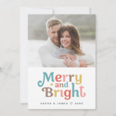 Merry and Bright Modern Photo Colorful christmas Feestdagenkaart (Voorkant)