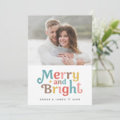 Merry and Bright Modern Photo Colorful christmas Feestdagenkaart (Staand voorkant)