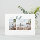 Merry and Bright Modern Photo Holiday Card Feestdagenkaart (Staand voorkant)