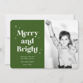 Merry and Bright Modern Photo Holiday Card Feestdagenkaart (Voorkant)