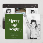 Merry and Bright Modern Photo Holiday Card Feestdagenkaart (Voorkant / Achterkant)